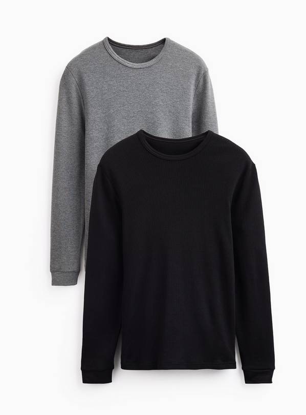 Black & Charcoal Thermal Long Sleeved Tops 2-Pack S